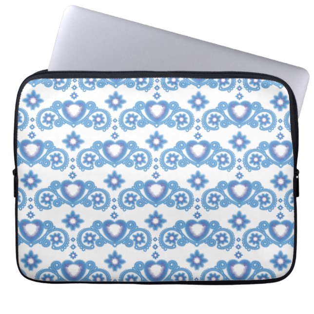 Maan Magische Sterren Harten Celestial Wit Laptop Sleeve (Voorkant)