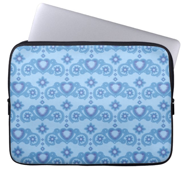 Maan Magische Sterren Harten Hemels Lichtblauw Laptop Sleeve (Voorkant)