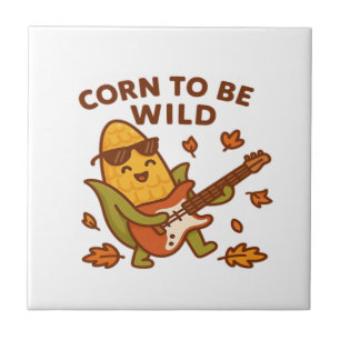 Maan Mais Wild � Rockin� Herfst Maiskolf Illustrat Tegeltje