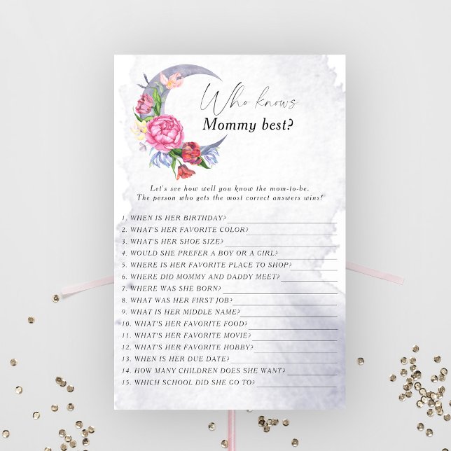 Maan met bloemen Wie kent mama beste baby spel (Creator heeft geüpload)