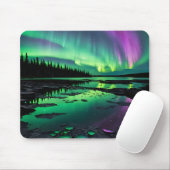 Maan met groene en Paarse Auroras Muismat (Met muis)