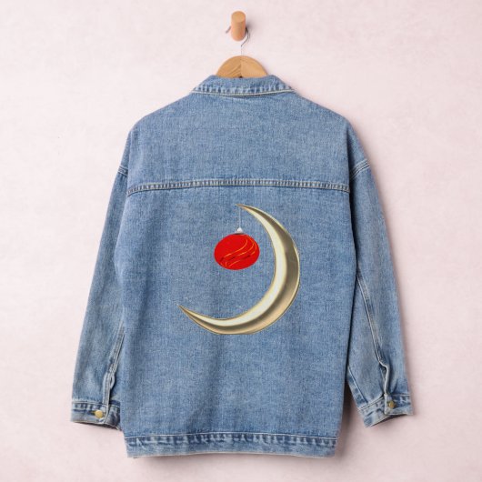 Maan met Kerstversiering Denim Jas Denim Jacket (Hangar)