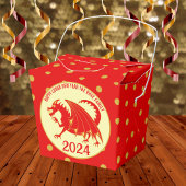 Maan Nieuwjaar 2024 Rode Draak Fun Polka Dot Party Bedankdoosjes