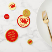 Maan Nieuwjaar 2024 Rode Draak Leuk Rode Gouden Pa Confetti (Groep)