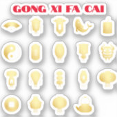 Maan Nieuwjaar 5 goud Sticker (Voorkant)