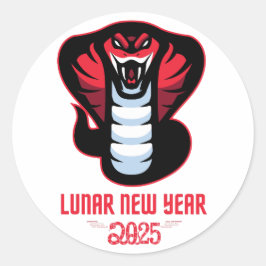 Maan Nieuwjaar van de Slang Chinees Nieuwjaar 2025 Ronde Sticker