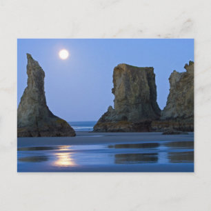 Maan onder, Bandon Beach, Oregon. Briefkaart