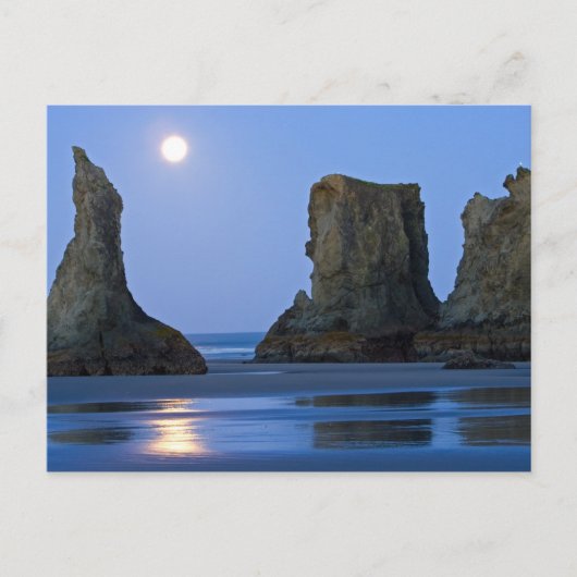 Maan onder, Bandon Beach, Oregon. Briefkaart (Voorkant)