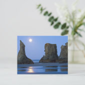 Maan onder, Bandon Beach, Oregon. Briefkaart (Staand voorkant)