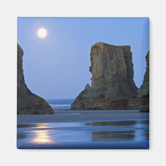 Maan onder, Bandon Beach, Oregon. Magneet (Voorkant)