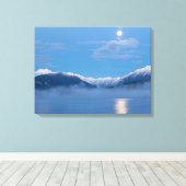Maan ondergaand | Seabeck, Washington Canvas Afdruk (Insitu (Houten vloer))