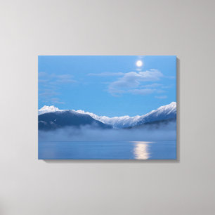 Maan ondergaand Seabeck, Washington Canvas Afdruk