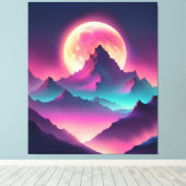 Maan opkomend canvas afdruk (Insitu (Houten vloer))