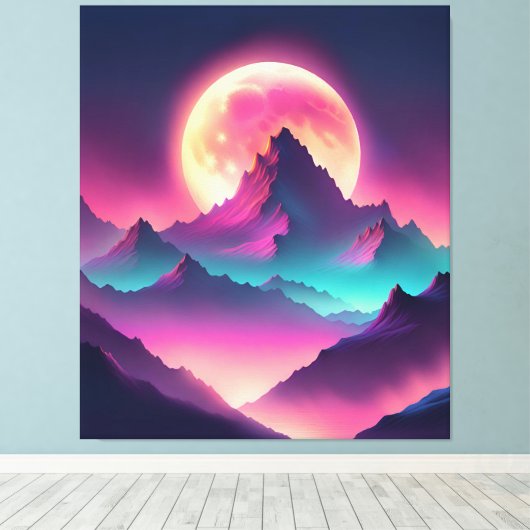 Maan opkomend canvas afdruk (Insitu (Houten vloer))