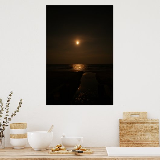 Maan over de Atlantische Oceaan Poster (Keuken)