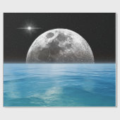 Maan over de oceaan cadeaupapier (Vlak)