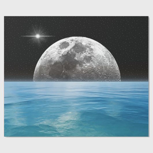 Maan over de oceaan cadeaupapier (Vlak)
