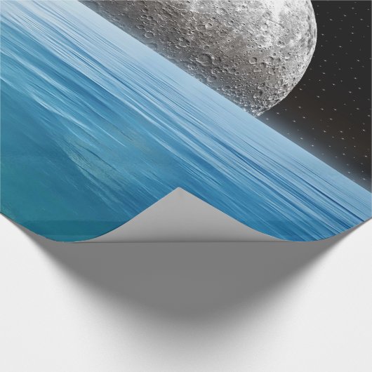 Maan over de oceaan cadeaupapier (Hoek)