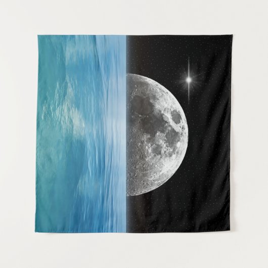Maan over de oceaan wandkleed (Voorkant (horizontaal))