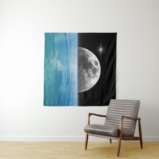 Maan over de oceaan wandkleed (In Situ (horizontaal))