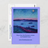 Maan over de Porcupine Eilanden ・ Maine Briefkaart (Voorkant / Achterkant)