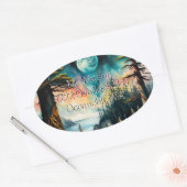 Maan over een Ocean Bay Adres Ovale Sticker (Envelop)