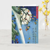 Maan over een waterval, Hiroshige, Ukiyo-e Kaart (Gele Bloem)