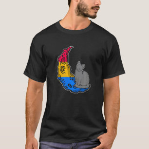 Maan panseksuele vlag kat LGBTQ veilige ruimte Gay T-shirt