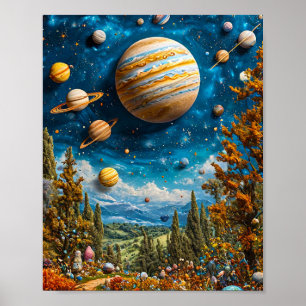 Maan planeten galaxy poster