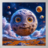 Maan planeten galaxy poster (Voorkant)