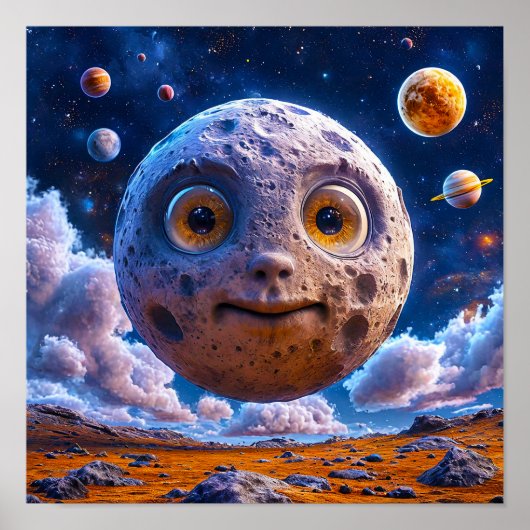 Maan planeten galaxy poster (Voorkant)