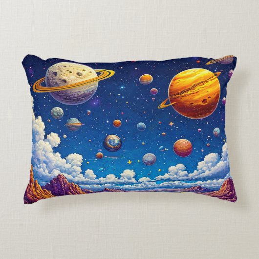 Maan planeten sterrenstelsel accent kussen (Voorkant)