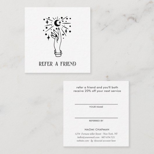 MAAN PSYCHISCH MEDIUM PALM LEZEN VERWIJS VRIEND VIERKANTE VISITEKAARTJE (Voorkant / Achterkant)