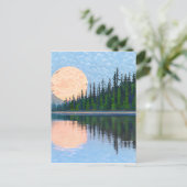 Maan reflecteren over een meer briefkaart (Staand voorkant)