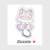 Maan regenboog wolk kitten sticker (Vel)