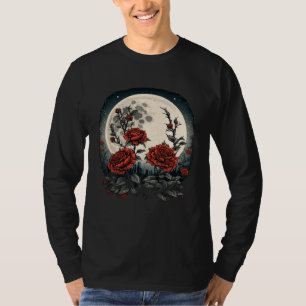 Maan Rode Rozen Bloemen Bloemisterij Plantkundige T-shirt