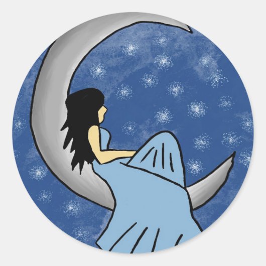 maan ronde sticker (Voorkant)