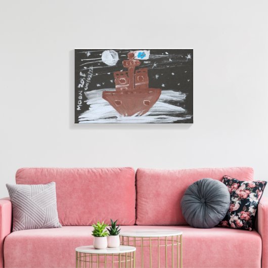 Maan Roos schilderij Canvas Afdruk (Insitu (Woonkamer))
