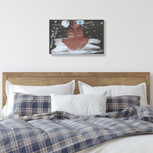 Maan Roos schilderij Canvas Afdruk (Insitu (Slaapkamer))