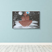 Maan Roos schilderij Canvas Afdruk (Insitu (Houten vloer))