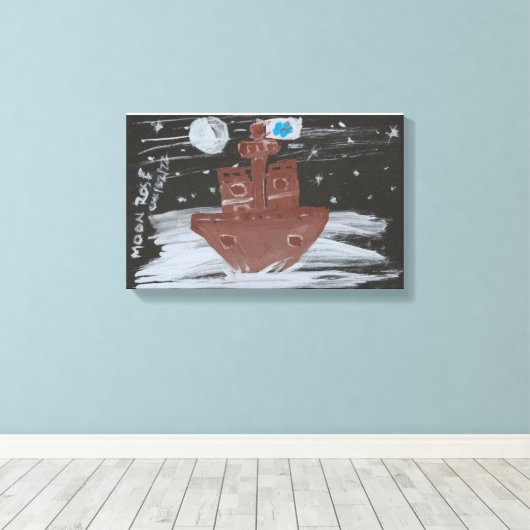 Maan Roos schilderij Canvas Afdruk (Insitu (Houten vloer))