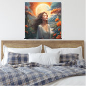 Maan Sereniteit: Betoverde Bos Muse Canvas Afdruk (Insitu (Slaapkamer))