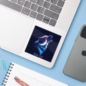 Maan Spirit - Wolf Design Sticker (Laptop met iPhone)