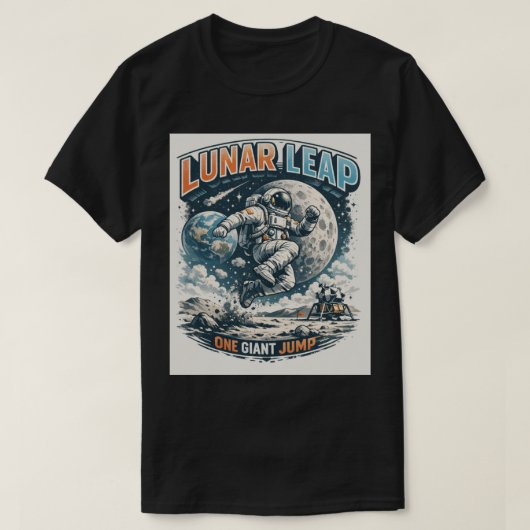 Maan Sprong: Zwaartekracht Tartende Astronaut T-shirt (Design voorkant)