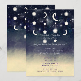 Maan Ster Glans Hemelse Aquarel Baby Shower Kaart