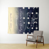 Maan Ster Glans Hemelse Waterverf Baby Shower Wandkleed (In Situ (horizontaal))