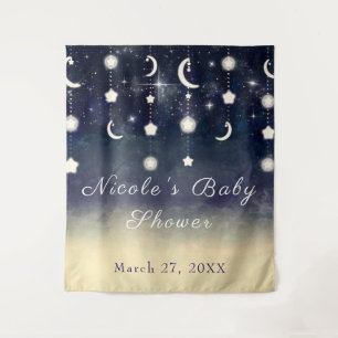 Maan Ster Glans Hemelse Waterverf Baby Shower Wandkleed