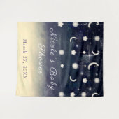 Maan Ster Glow Hemelse Aquarel Baby Shower Wandkleed (Voorkant (horizontaal))