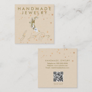 Maan Ster Handgemaakte Sieraden Kunstenaar Nepgoud Vierkante Visitekaartje