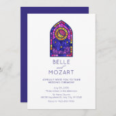 Maan ster mozaïek raam glas bruiloft ceremonie kaart (Voorkant / Achterkant)